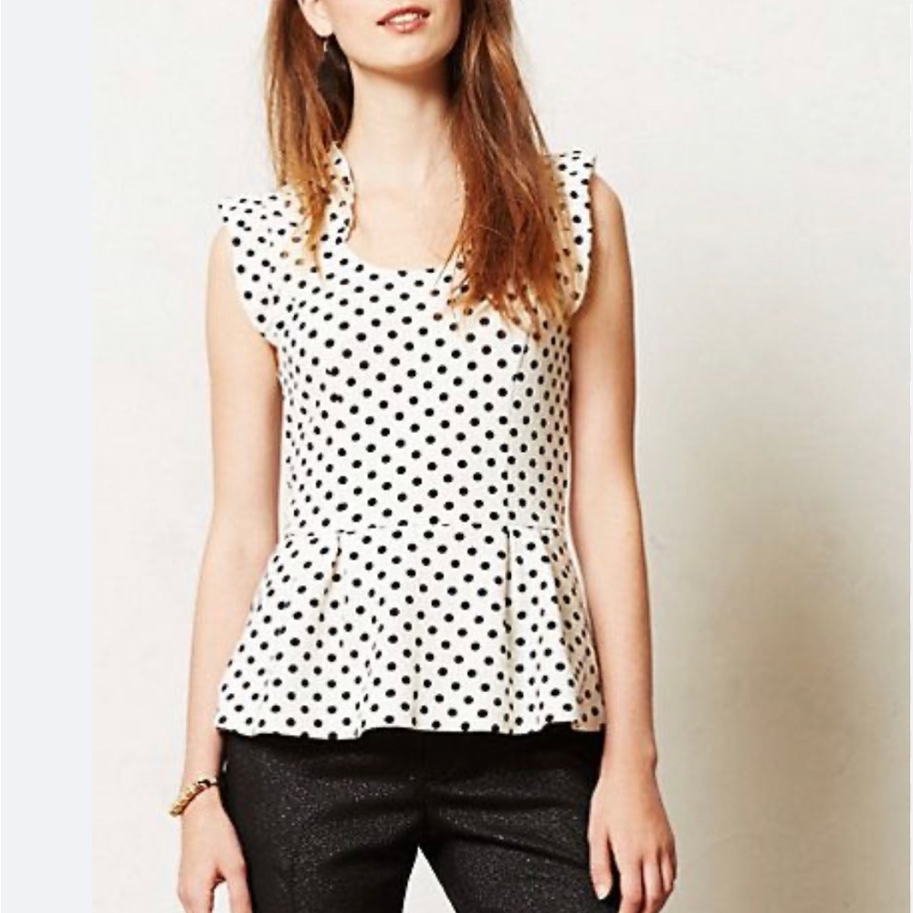 Polka dotted peplum top from Anthro size Large